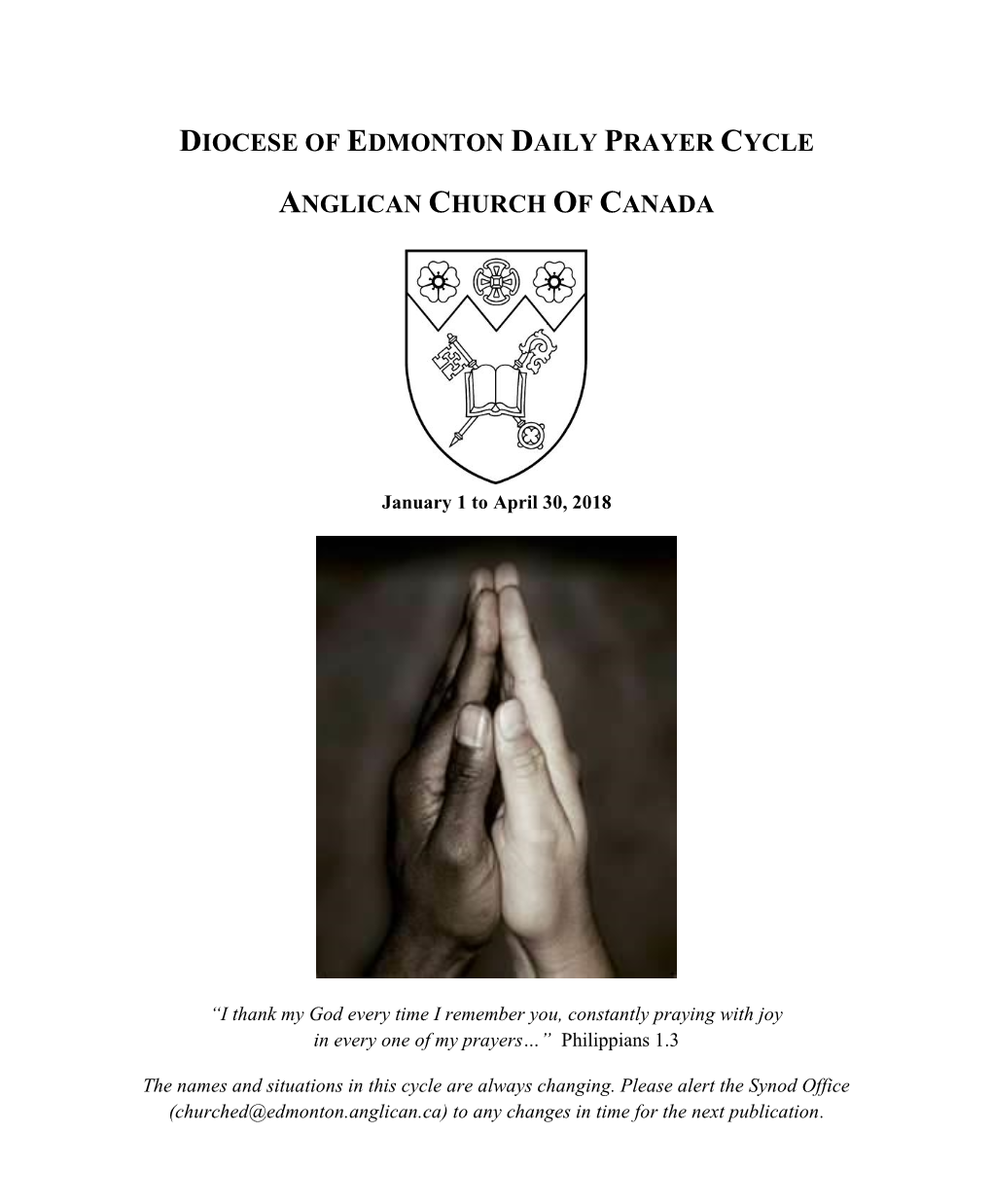 Diocese of Edmonton Daily Prayer Cycle Anglican Church of Canada
