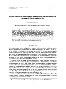 Effect of Pleistocene Glaciation Upon Oceanographic Characteristics of the North Pacific Ocean and Bering Sea