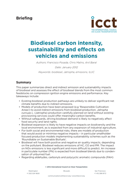 Biodiesel Carbon Intensity