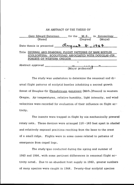 Diurnal and Seasonal Flight Patterns of Bark Beetles (Coleoptera: Scolytidae) Associated with Douglas Fir Forests of Western Oregon