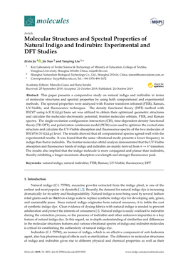 Molecular Structures and Spectral Properties of Natural Indigo and Indirubin: Experimental and DFT Studies