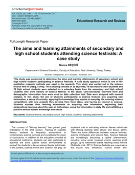 The Aims and Learning Attainments of Secondary and High School Students Attending Science Festivals: a Case Study