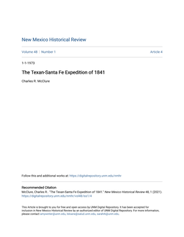 The Texan-Santa Fe Expedition of 1841