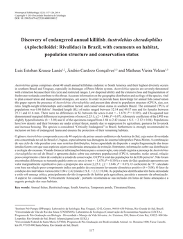 Discovery of Endangered Annual Killifish Austrolebias
