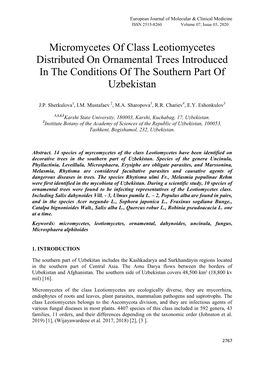 Micromycetes of Class Leotiomycetes Distributed on Ornamental Trees Introduced in the Conditions of the Southern Part of Uzbekistan
