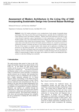 Assessment of Modern Architecture in the Living City of UAE: Incorporating Sustainable Design Into Covered Bazaar Buildings