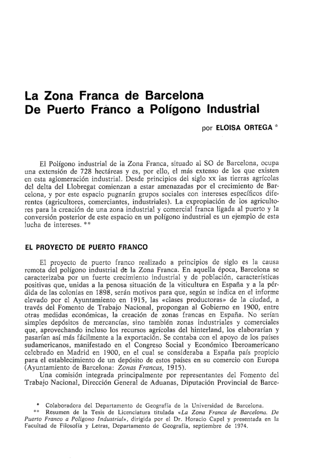 La Zona Franca De Barcelona De Puerto Franco a Poligono Industrial