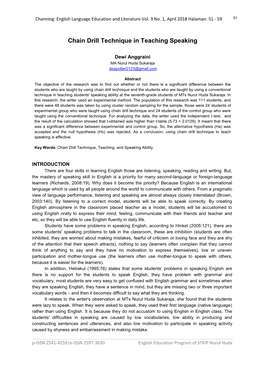 Chain Drill Technique in Teaching Speaking Ability 53 Dewi Anggraini