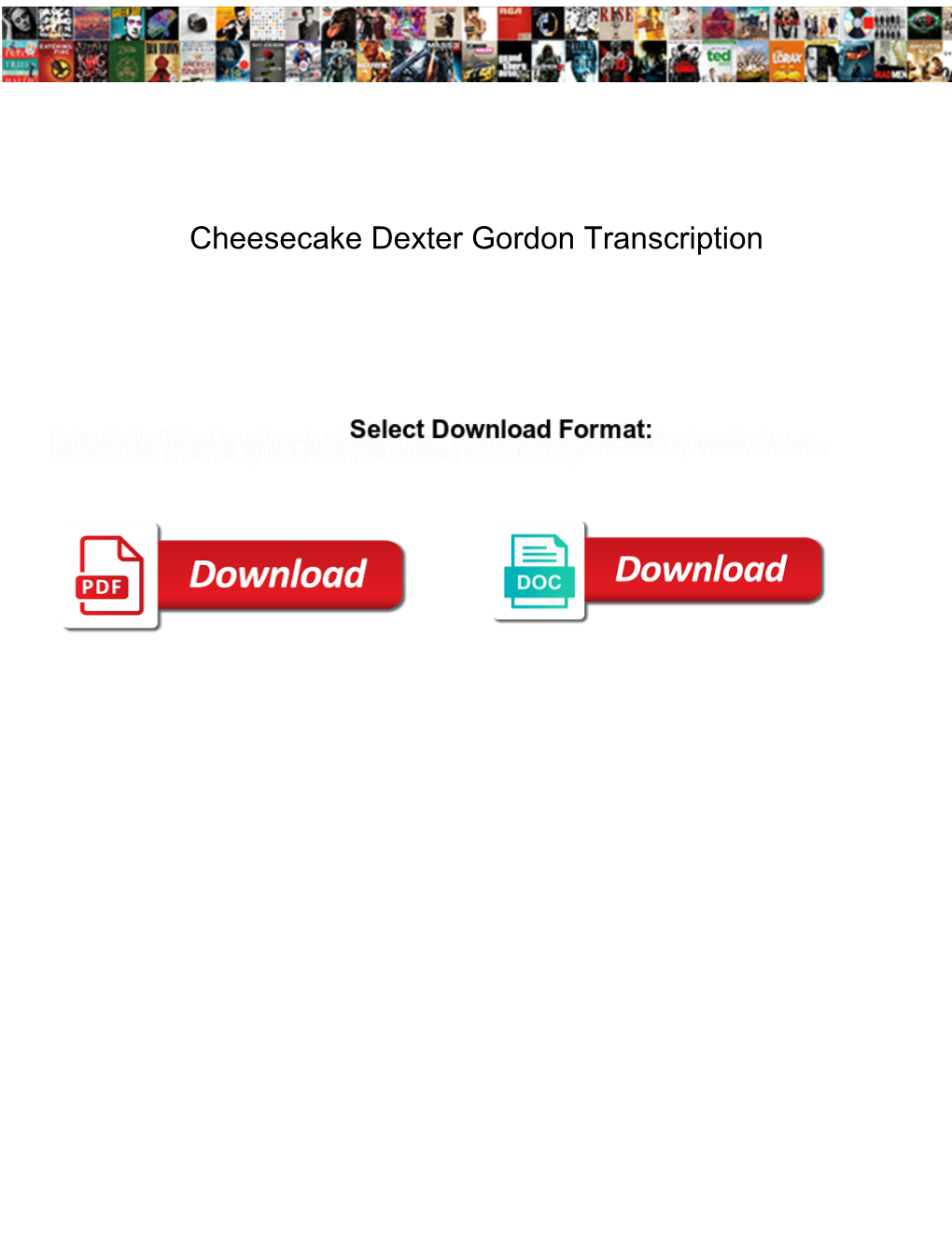 Cheesecake Dexter Gordon Transcription