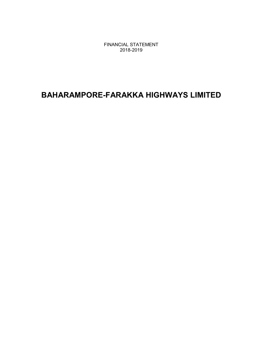 Baharampore-Farakka Highways Limited Gianender & Associates Chartered Accountants