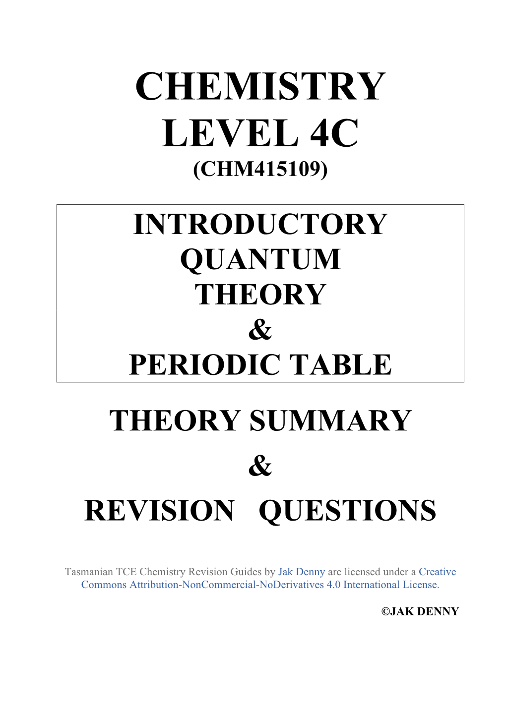 Chemistry Level 4C (Chm415109)