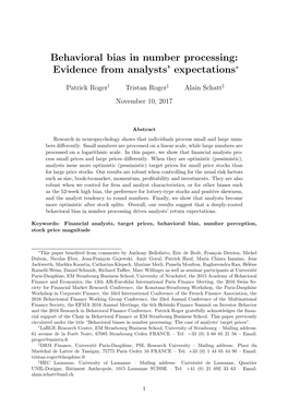Behavioral Bias in Number Processing: Evidence from Analysts’ Expectations∗