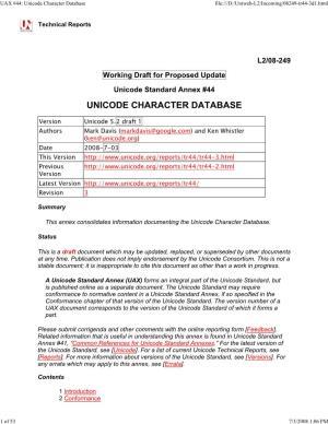 UAX #44: Unicode Character Database File:///D:/Uniweb-L2/Incoming/08249-Tr44-3D1.Html