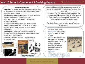 Year 10 Term 1: Component 1 Devising Theatre