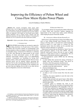 Improving the Efficiency of Pelton Wheel and Cross-Flow Micro Hydro Power Plants