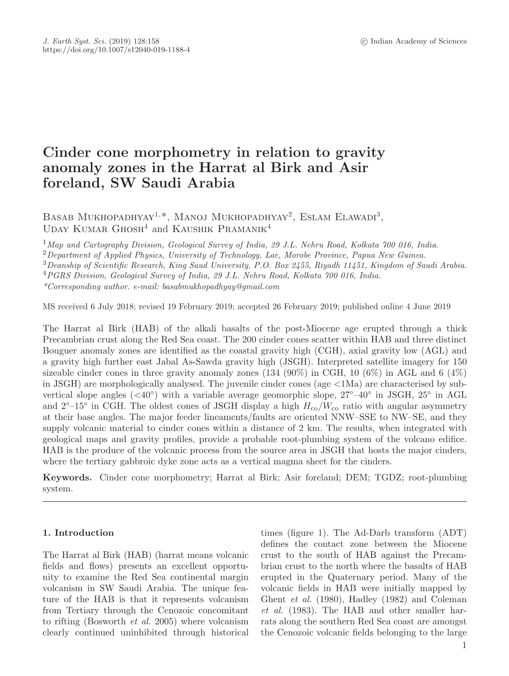 Cinder Cone Morphometry in Relation to Gravity Anomaly Zones in the Harrat Al Birk and Asir Foreland, SW Saudi Arabia