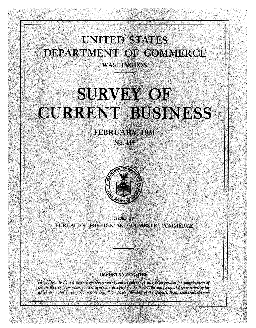 Survey of Current Business February 1931