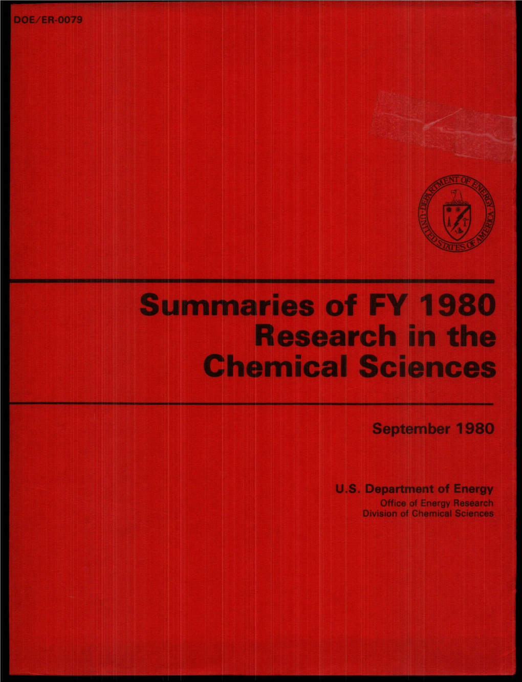 Research in the Chemical Sciences September 1980 US