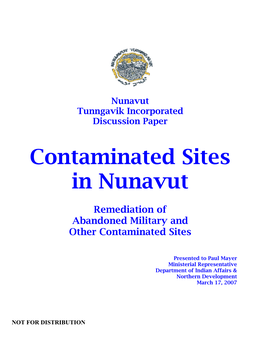 Contaminated Sites in Nunavut
