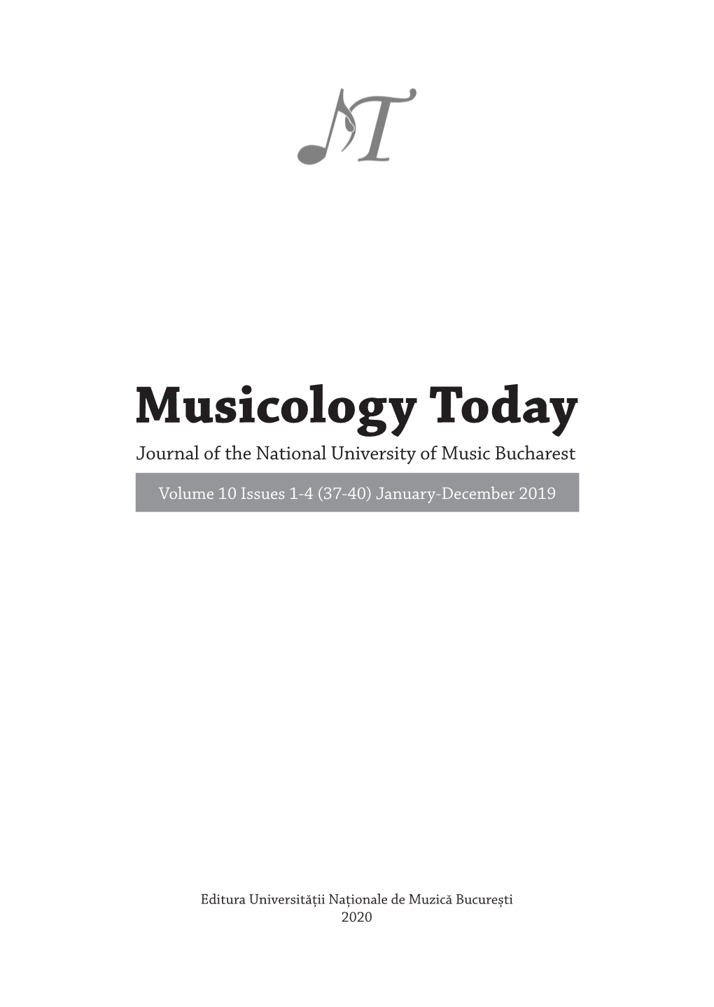 Musicology Today Journal of the National University of Music Bucharest