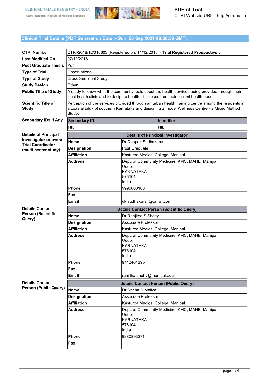 CTRI Trial Data