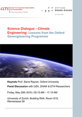 Climate Engineering: Lessons from the Oxford Geoengineering Programme