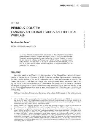 Canada's Aboriginal Leaders and the Legal Whiplash