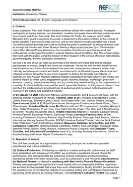 Impact Template (Ref3a) Page 1 Institution: University of Essex Unit