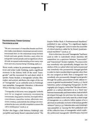 Transgender/Third Gender/Transsexualism