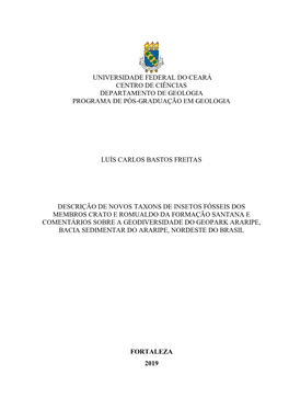 Universidade Federal Do Ceará Centro De Ciências Departamento De Geologia Programa De Pós-Graduação Em Geologia Luís Carlo