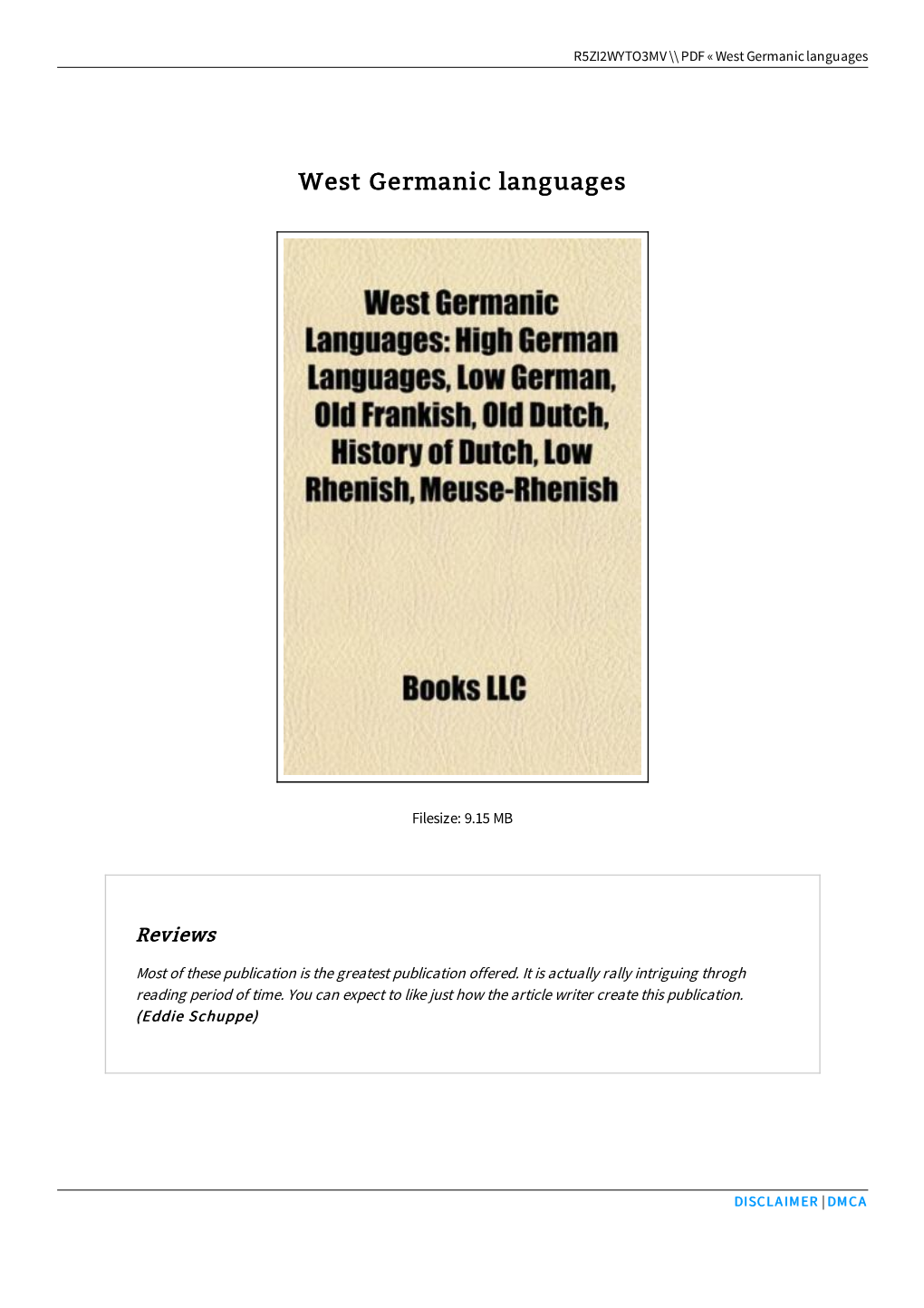Read PDF « West Germanic Languages &gt; 4NSRCUAWBT0D