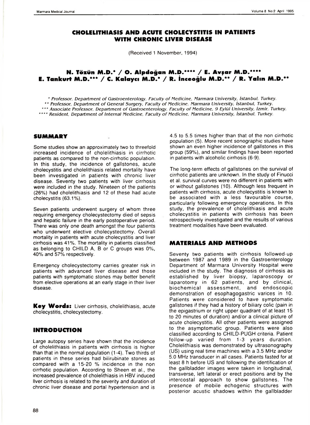 Cholelithiasis and Acute Cholecystitis in Patients with Chronic Liver Disease