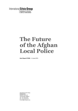 The Future of the Afghan Local Police