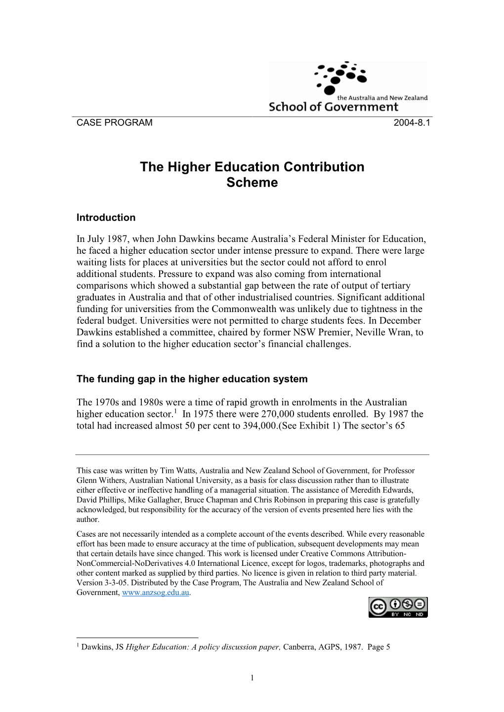 The Higher Education Contribution Scheme