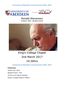 King's College Chapel 2Nd March 2017 19.30Hrs