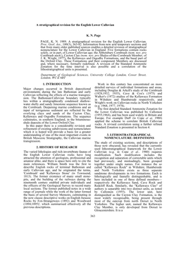 A Stratigraphical Revision for the English Lower Callovian