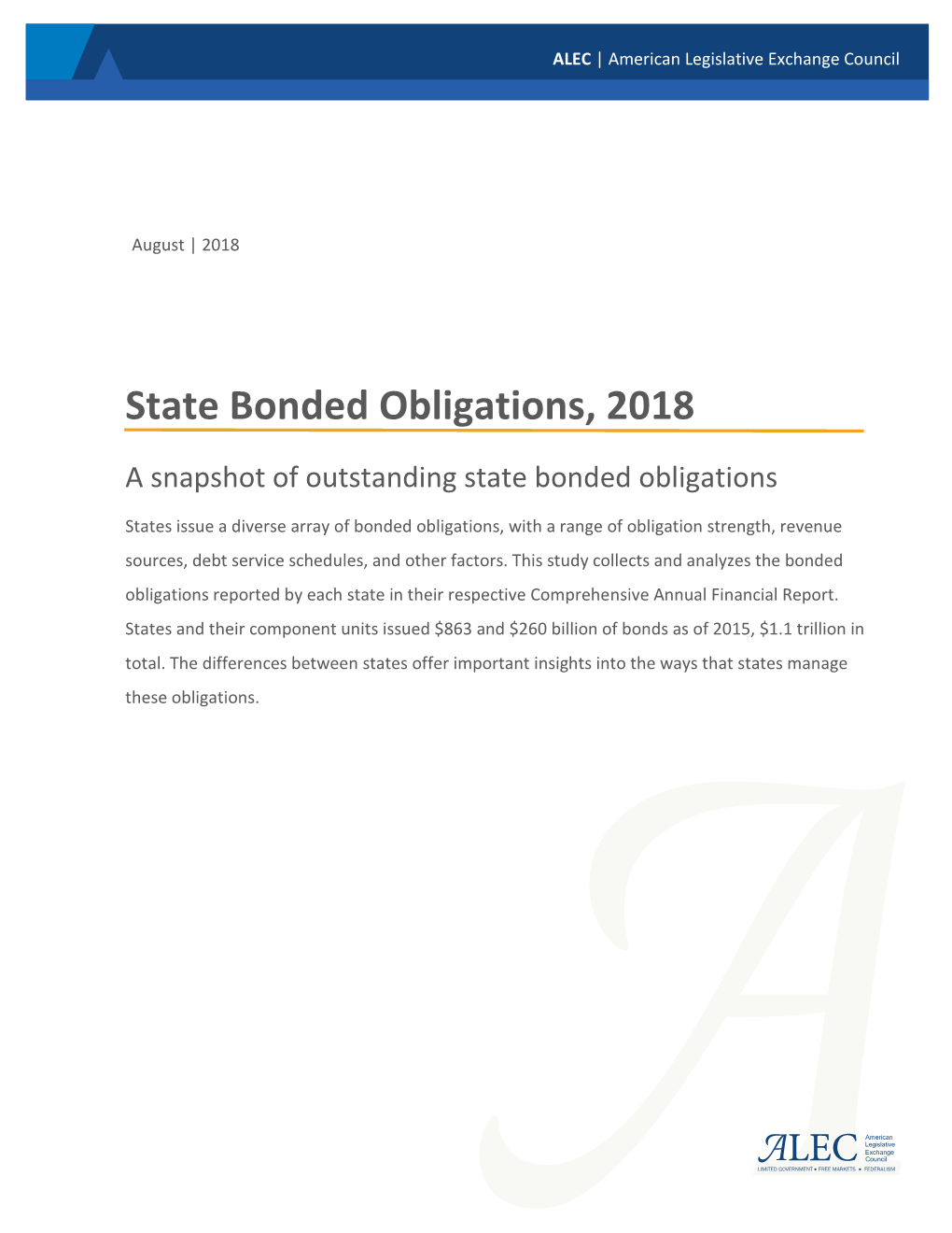 State Bonded Obligations, 2018