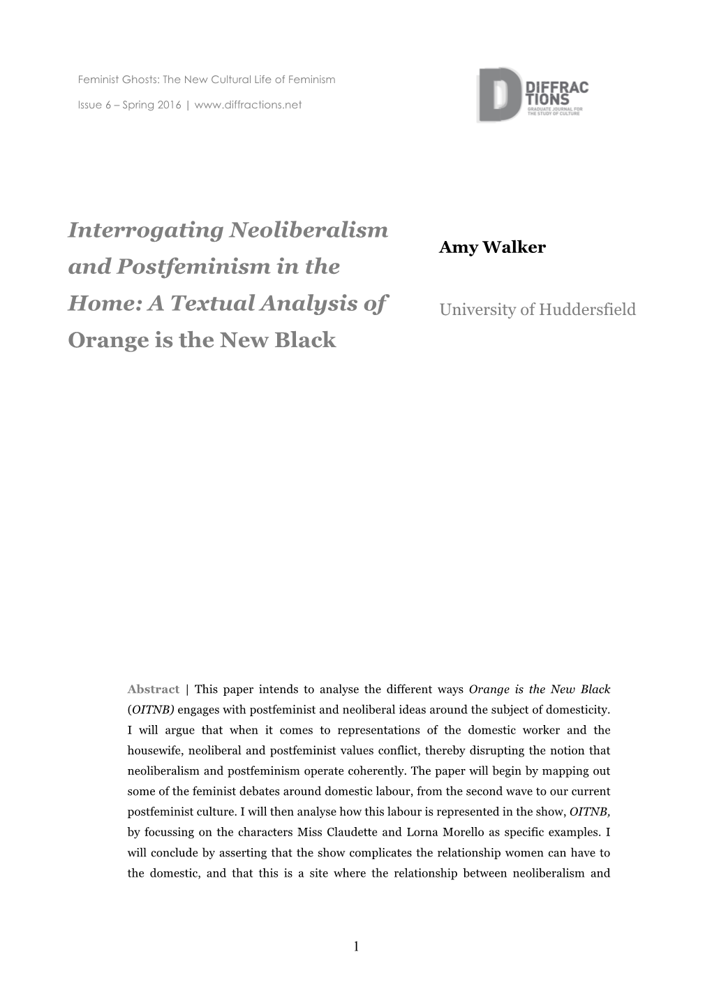 Interrogating Neoliberalism and Postfeminism in the Home