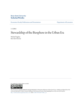 Stewardship of the Biosphere in the Urban Era Michail Fragkias Boise State University