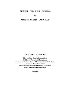 Manual for Gull Control at Massachusetts Landfills