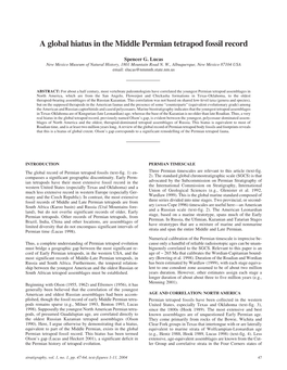 A Global Hiatus in the Middle Permian Tetrapod Fossil Record