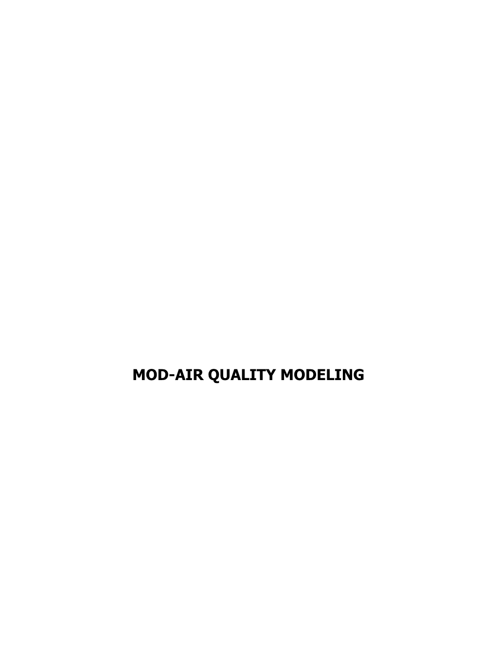 Mod-Air Quality Modeling