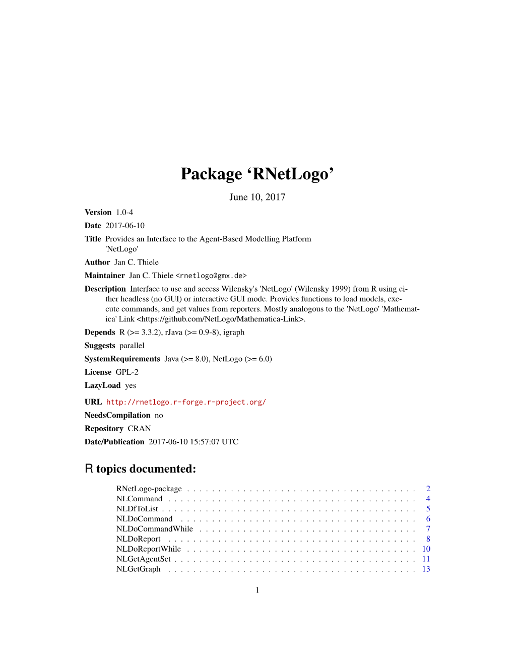 Package 'Rnetlogo'