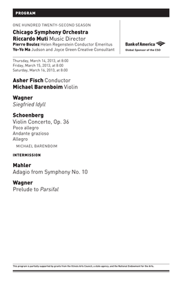 Asher Fisch Conductor Michael Barenboim Violin Wagner Siegfried Idyll Schoenberg Violin Concerto, Op