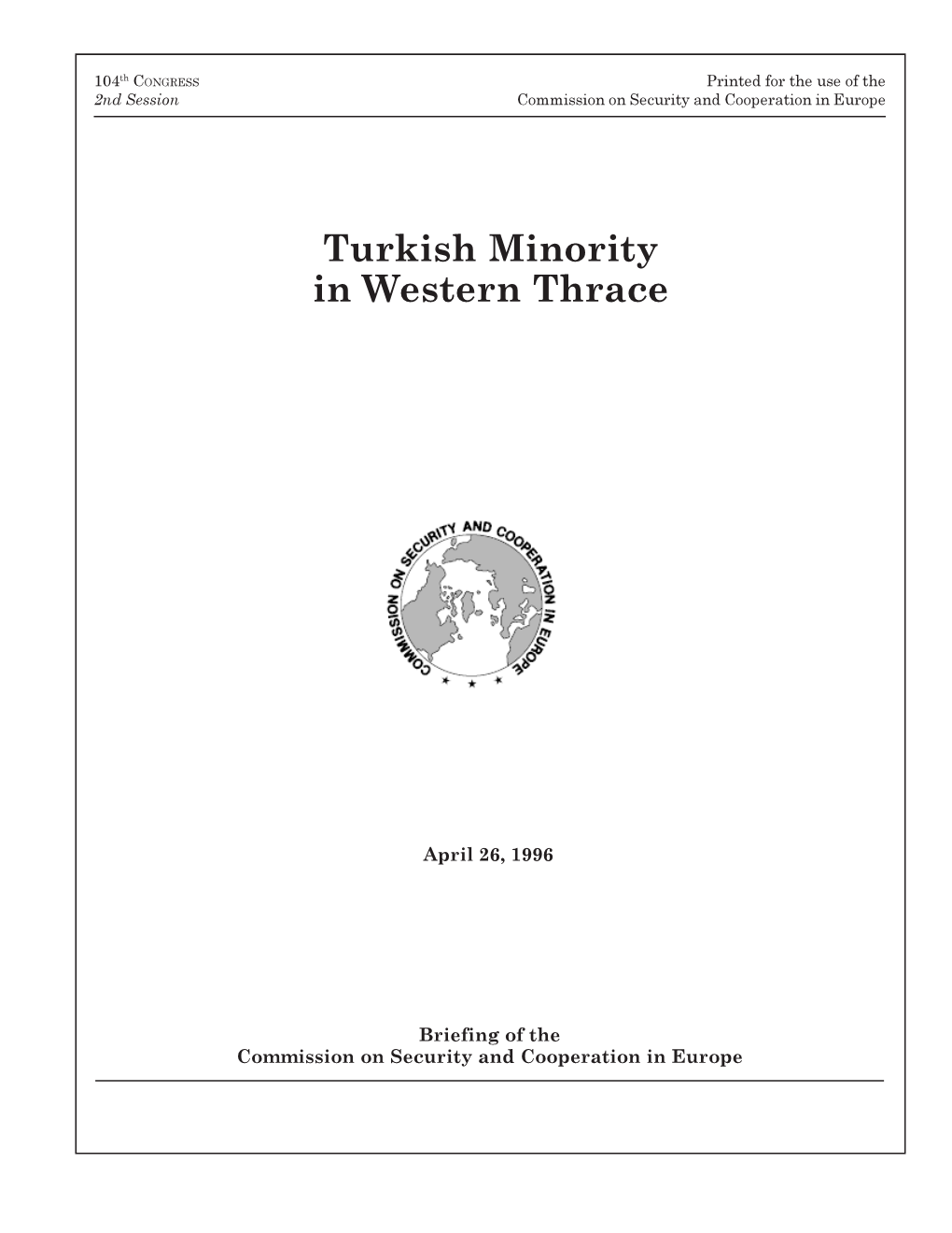 Turkish Minority in Western Thrace