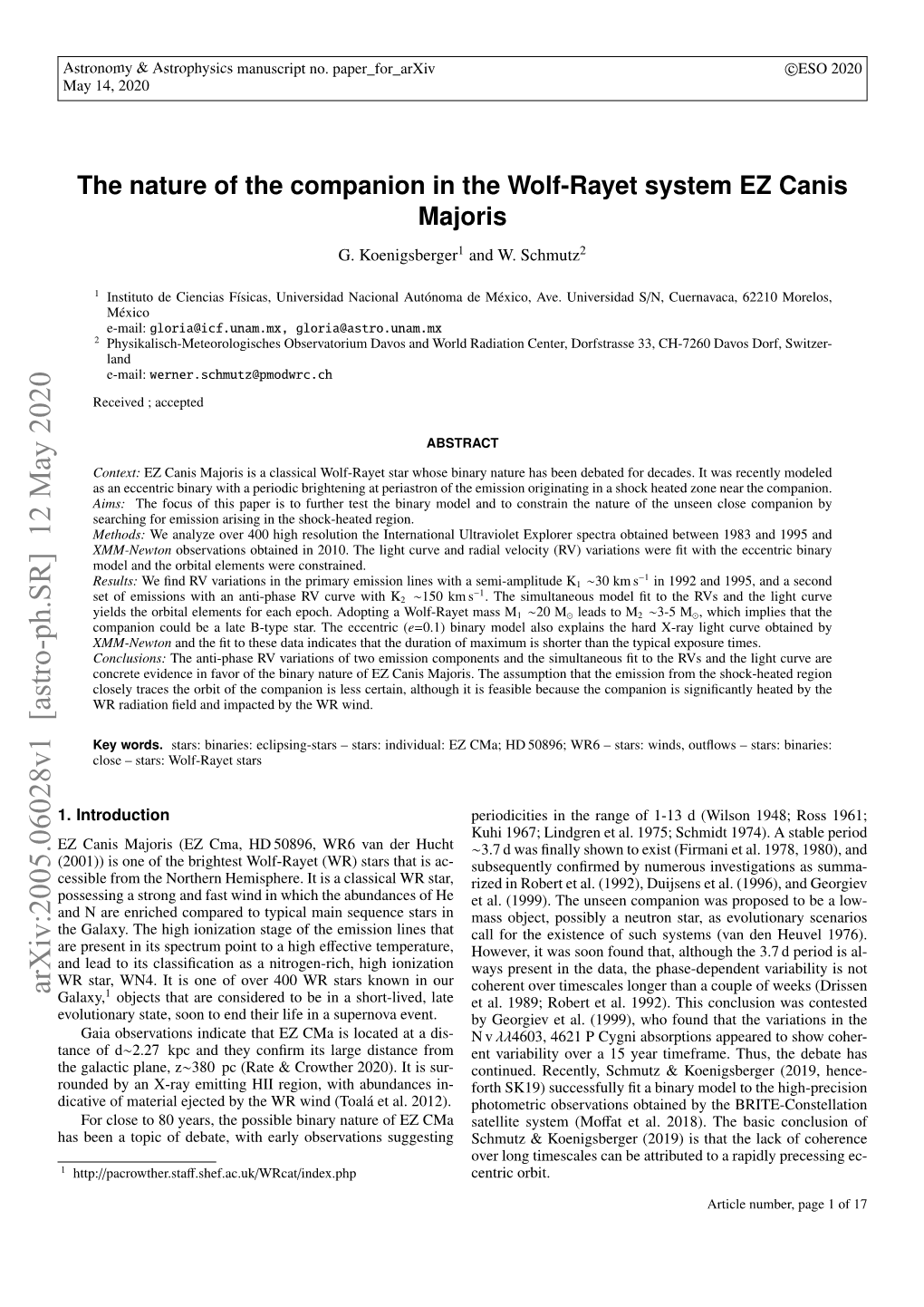 The Nature of the Companion in the Wolf-Rayet System EZ Canis Majoris G