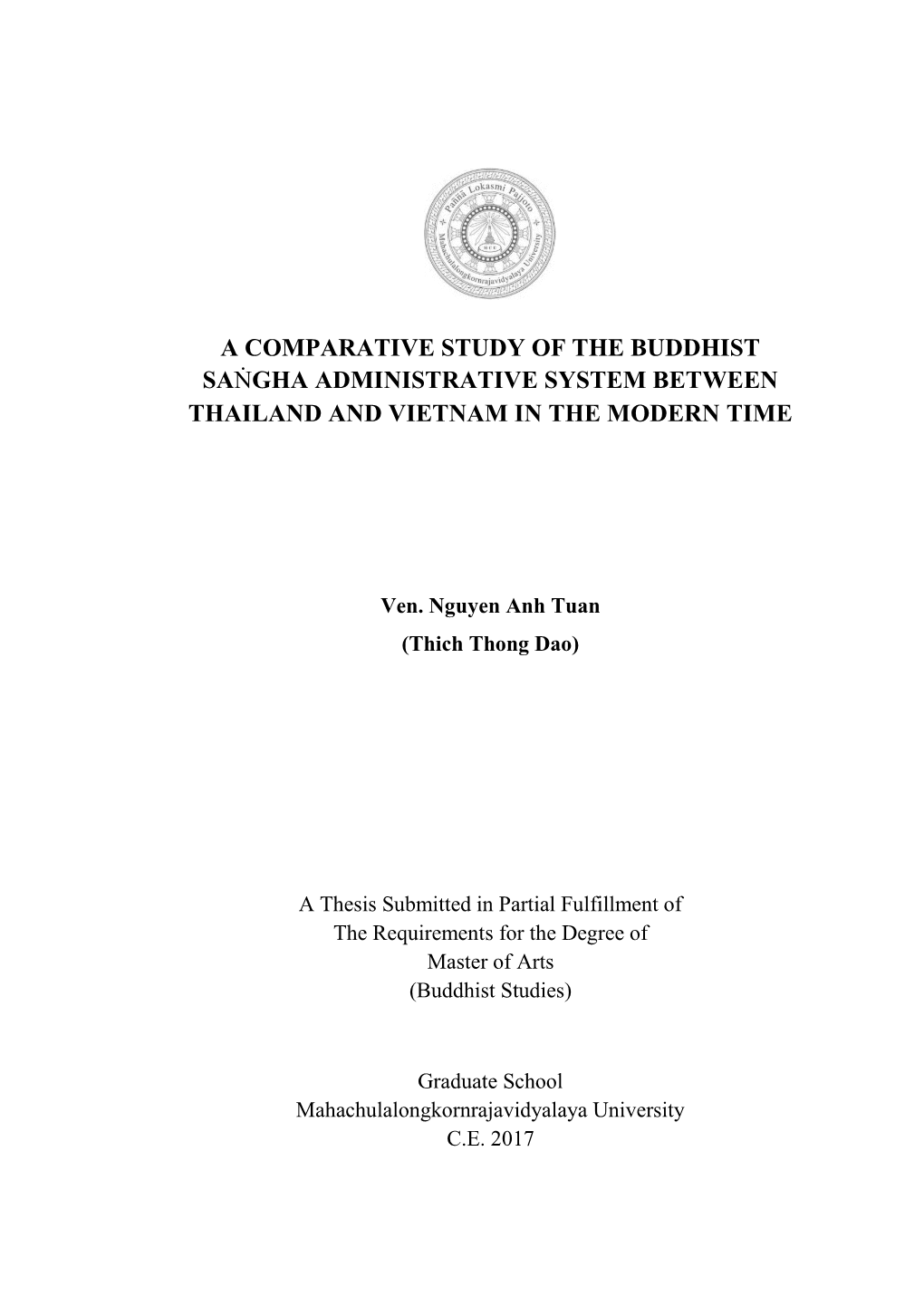 A Comparative Study of the Buddhist Saṅgha Administrative System Between Thailand and Vietnam in the Modern Time