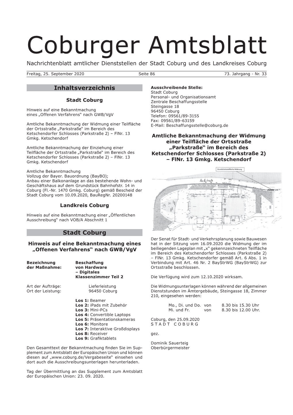 Coburger Amtsblatt Nachrichtenblatt Amtlicher Dienststellen Der Stadt Coburg Und Des Landkreises Coburg