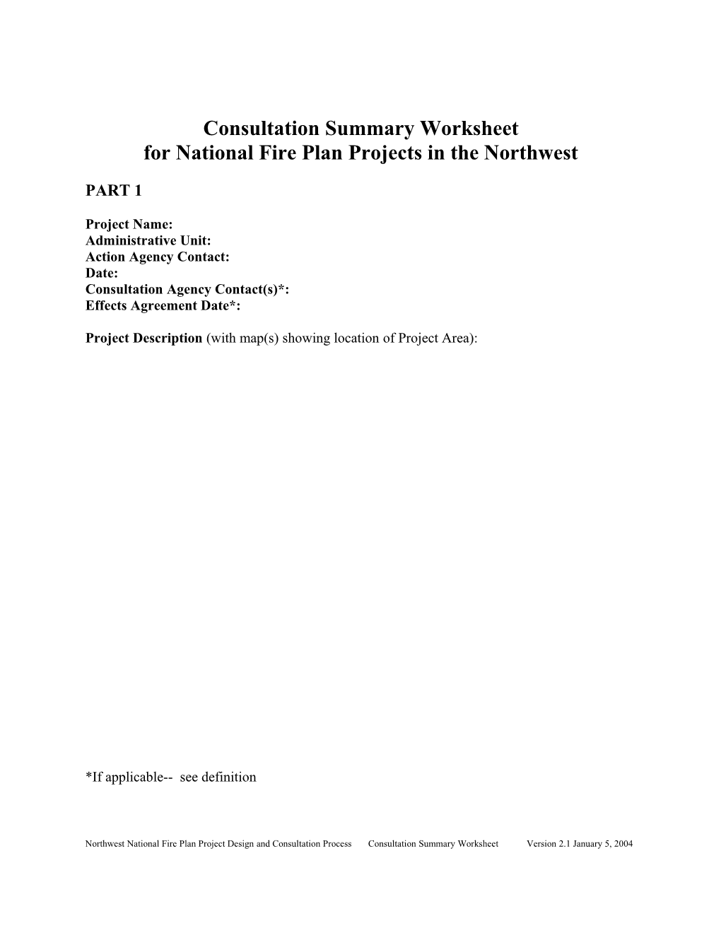 Consultation Summary Worksheet