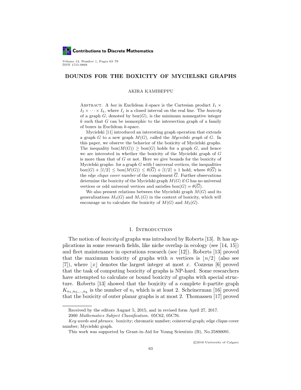 Bounds for the Boxicity of Mycielski Graphs 1